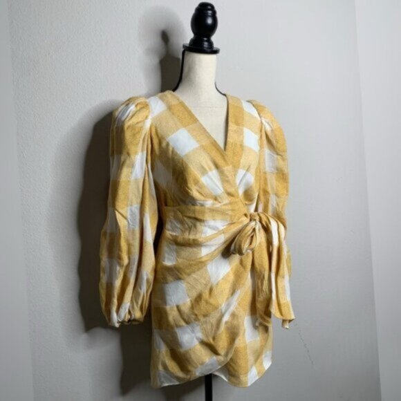 Acler Sutherland Checkered Wrap Mini Dress - Picture 6 of 16